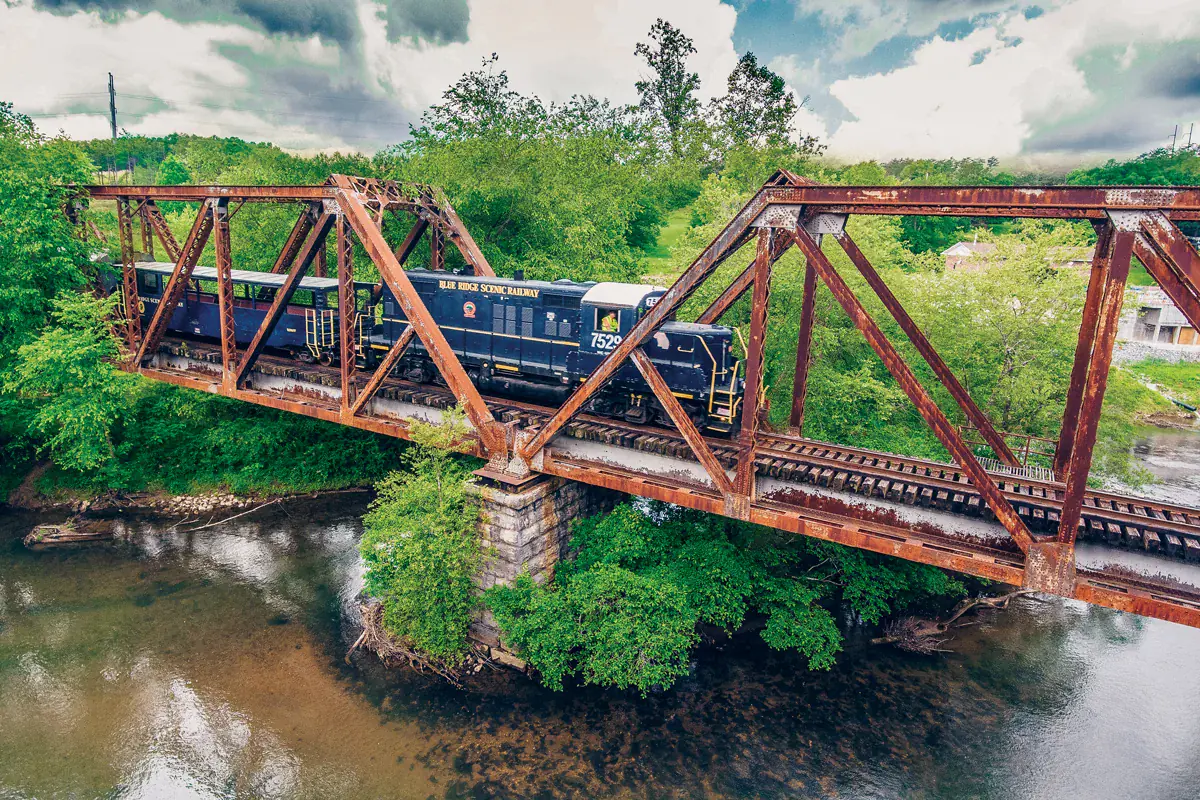 Blue Ridge Scenic Railway train experience near downtown Blue Ridge