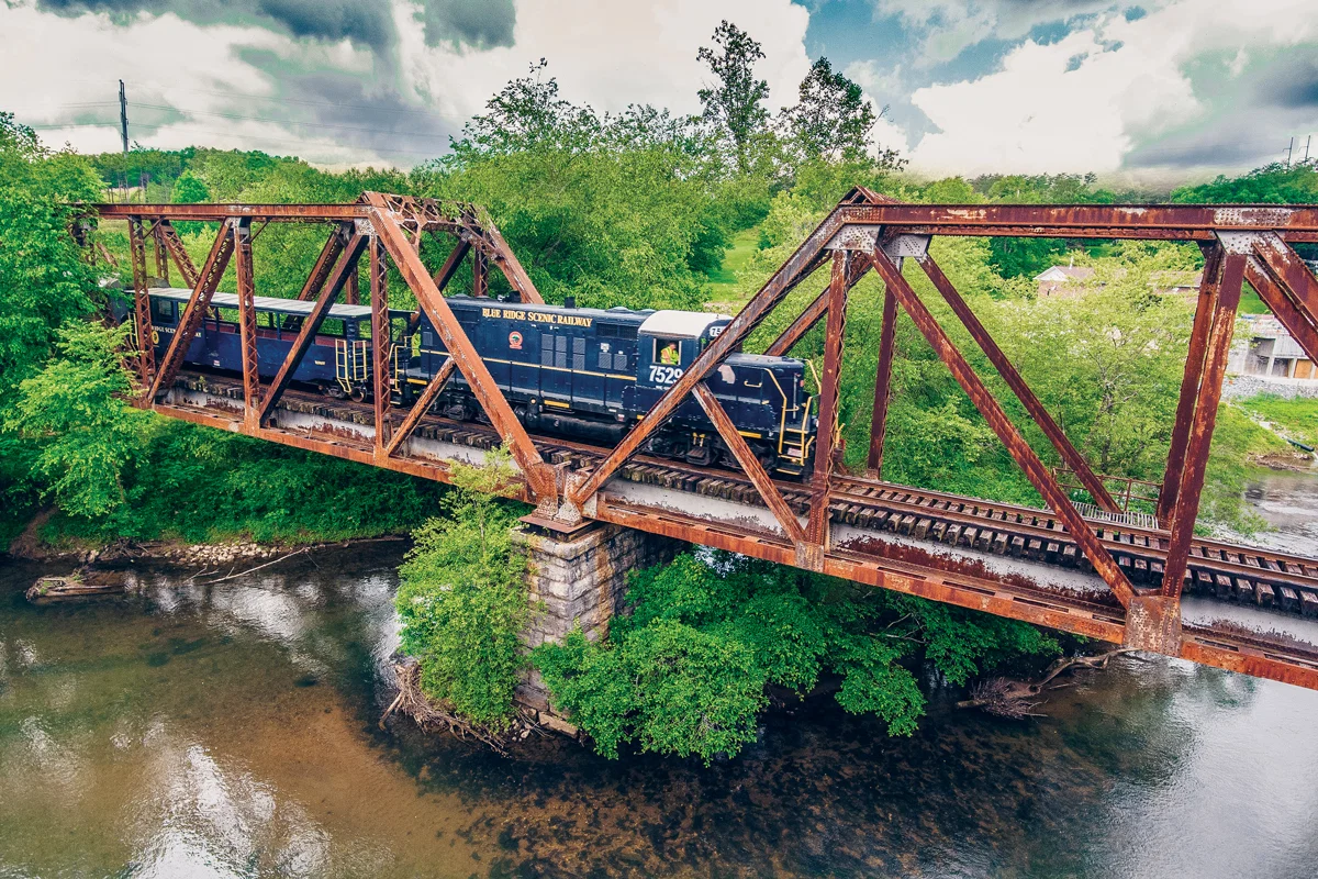 Blue Ridge Scenic Railway train experience near downtown Blue Ridge