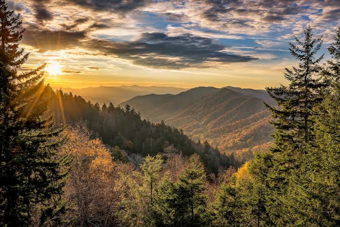 Mountain range views in the Cherokee National Forest region