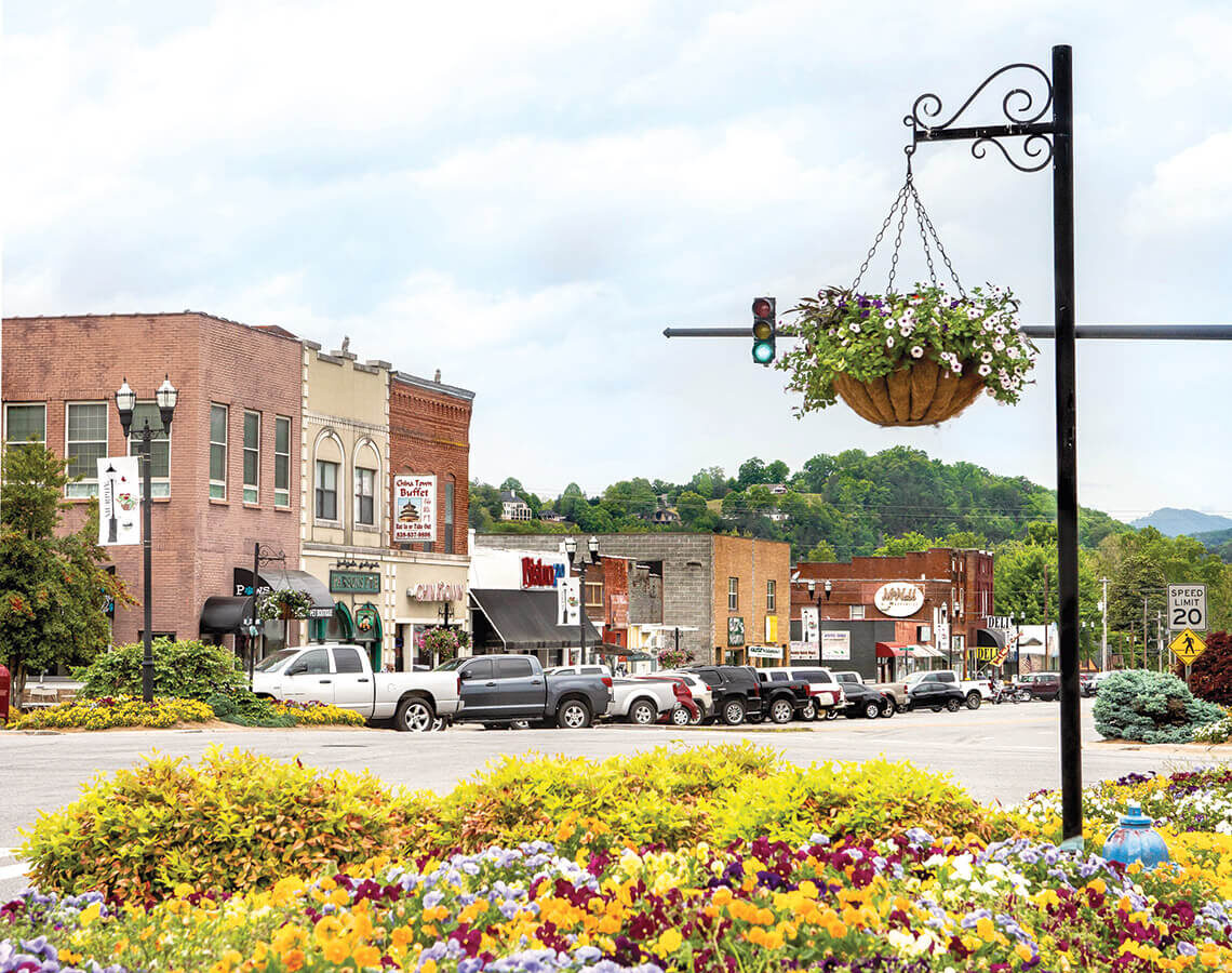 Street-level view of downtown Murphy, North Carolina