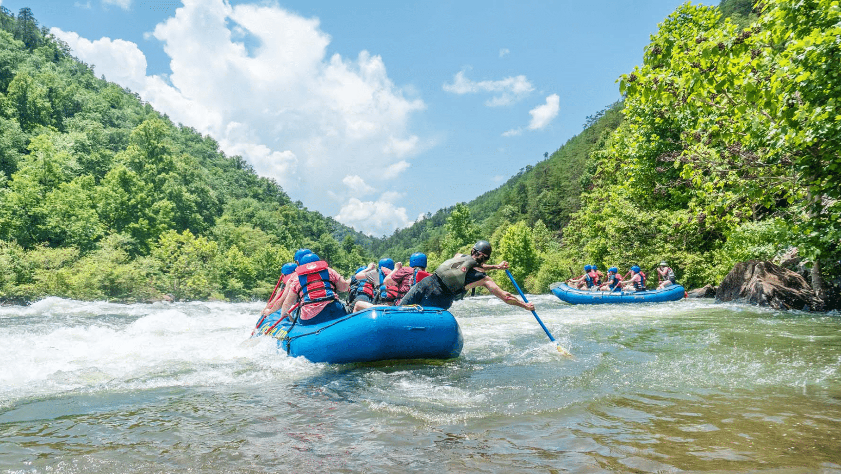 Rafting group navigating rapids on the Ocoee River