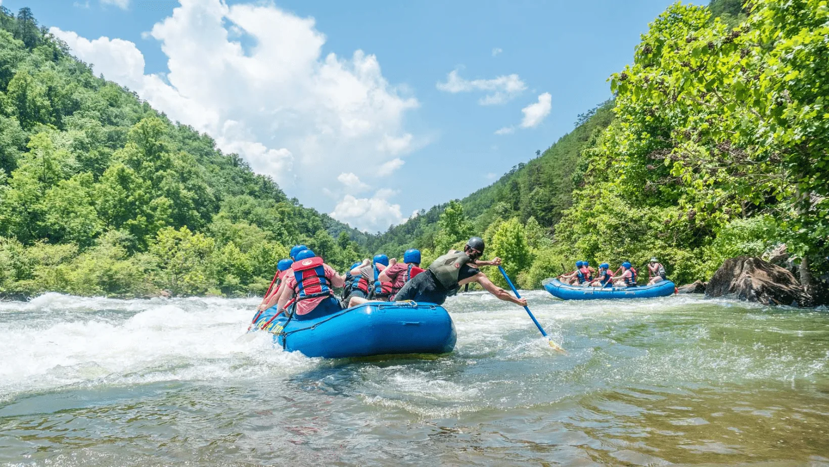 Rafting group navigating rapids on the Ocoee River