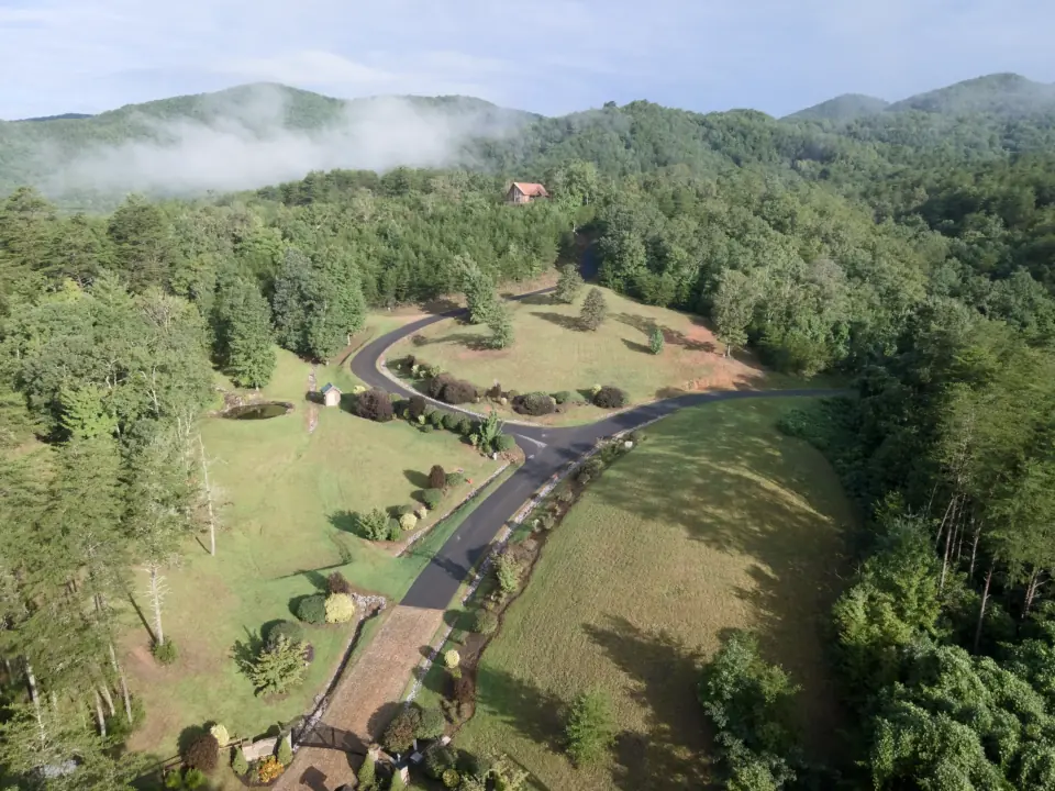 Gated entrance, landscaped grounds, and private roads at Eagle's Nest Retreat